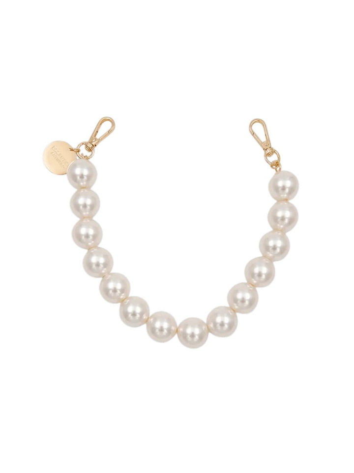 Gebroken witte en goudkleurige halsketting met kralen Jadine Essentiel