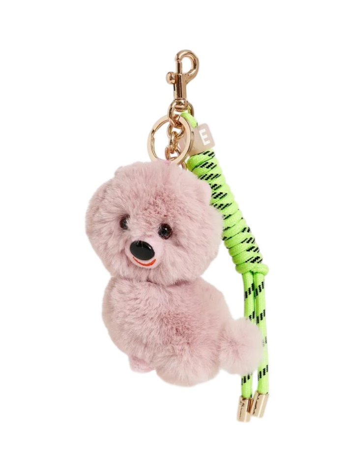 Lichtroze bag charm met hond en felgeel koorddetail Jaci Essentiel