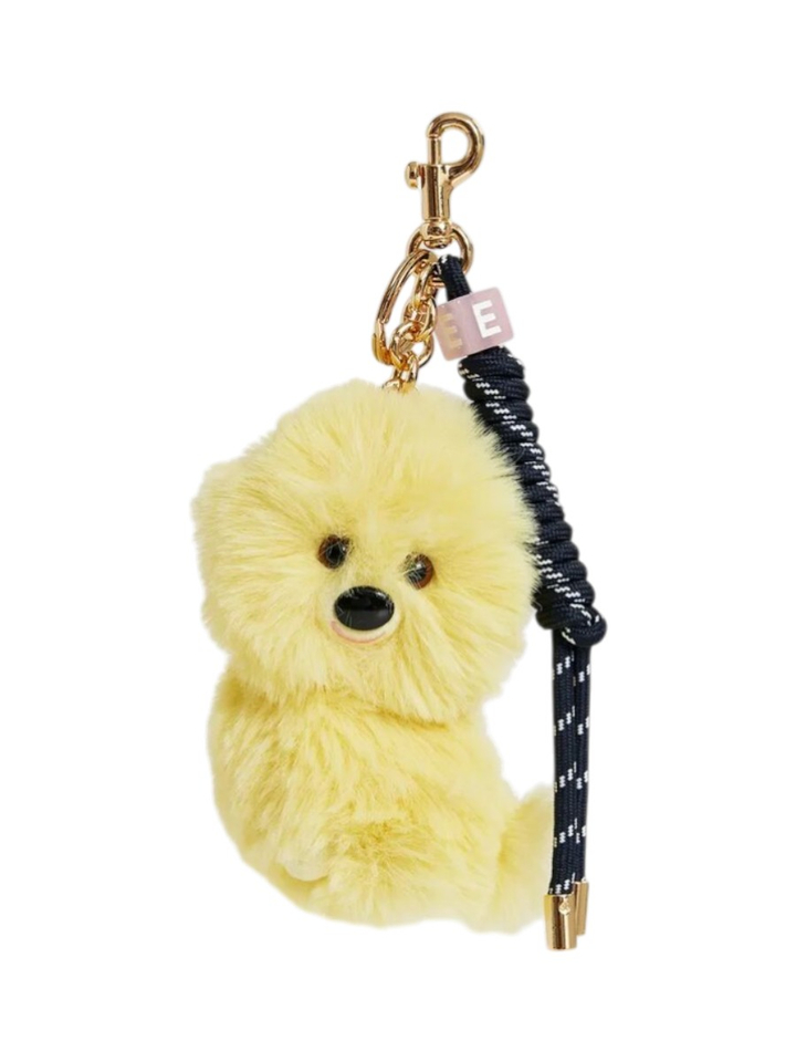 Gele bag charm met hond en zwart koorddetail Jaci Essentiel