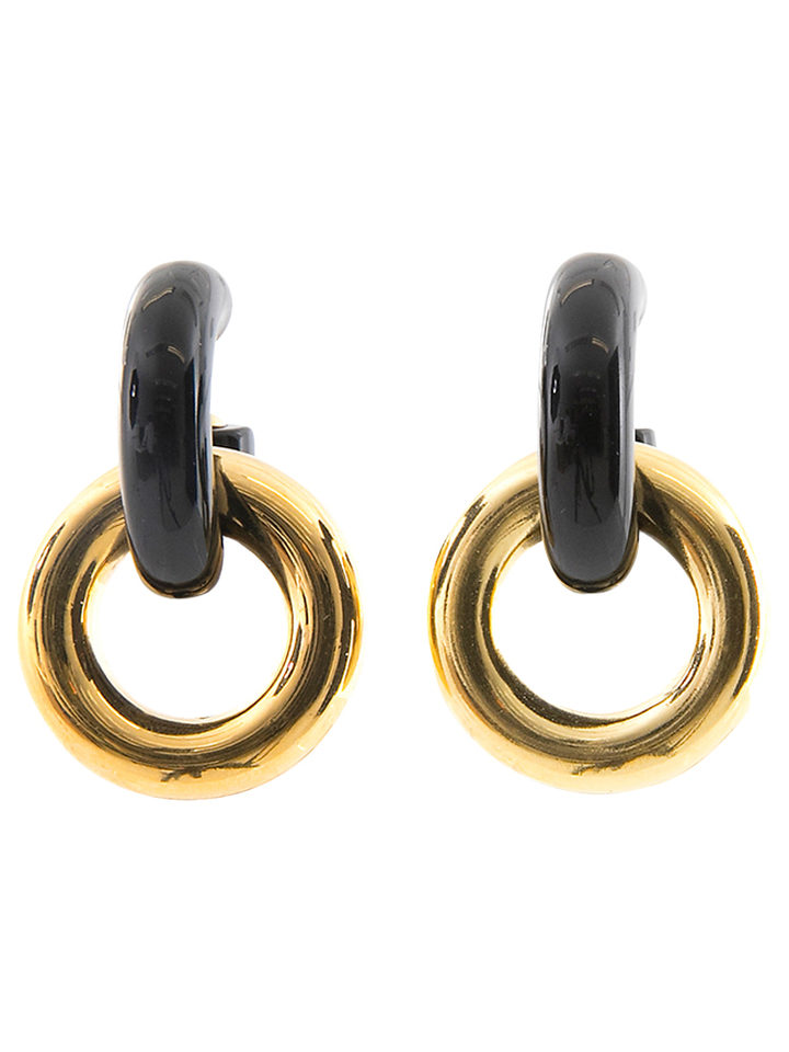Zwart met goud oorbellen Laurence Delvallez