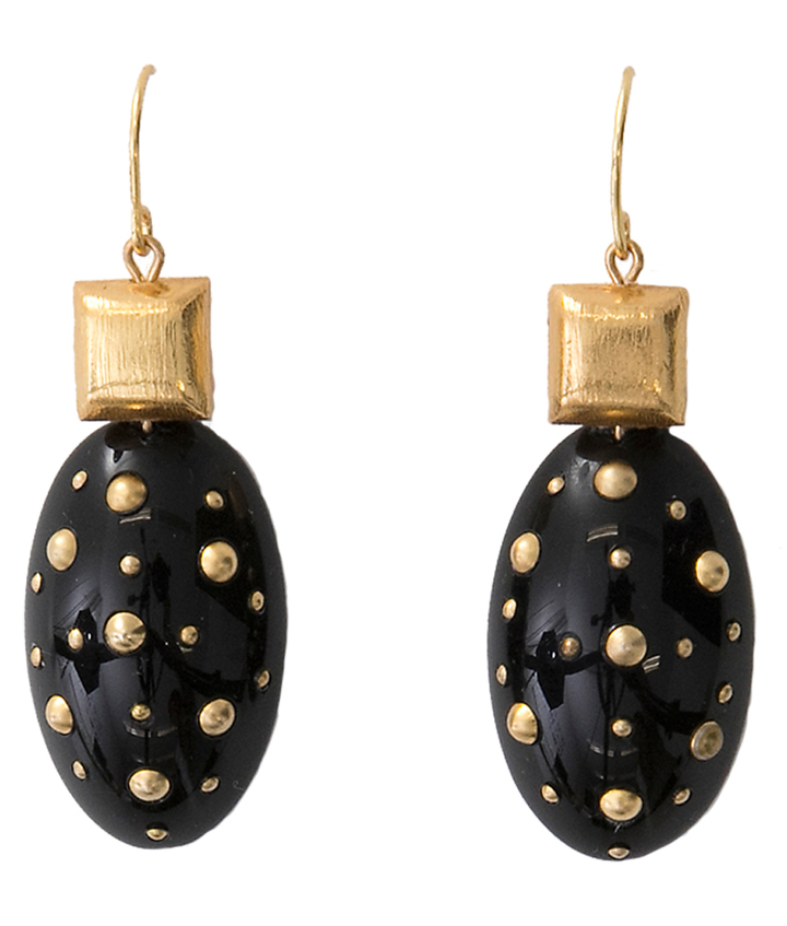 Zwarte oorbellen met studs Laurence Delvallez 