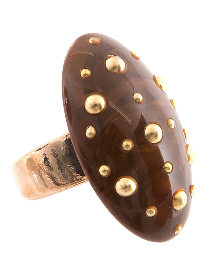 Bruine ring met studs Laurence Delvallez