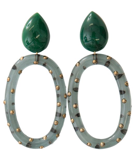 Groene oorbellen met studs laurence Delvallez