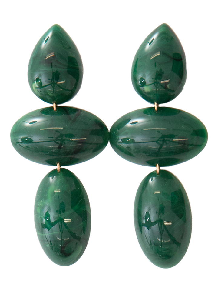 Groene oorbellen Laurence Delvallez