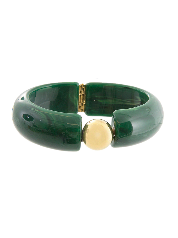 Groene armband met gouden parel Laurence Delvallez 
