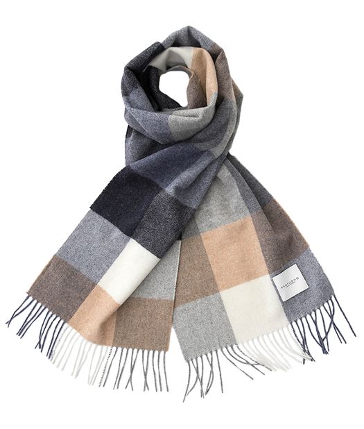 M blue geruite wollen sjaal Profuomo