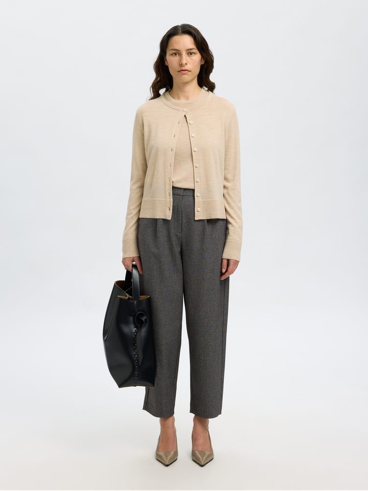 Beige pull met ronde hals Selected