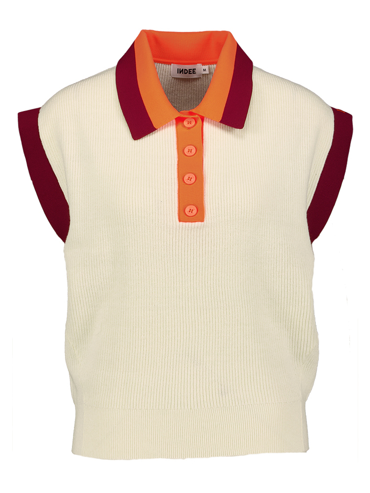 Beige trui met gekleurde kraag Valor Indee