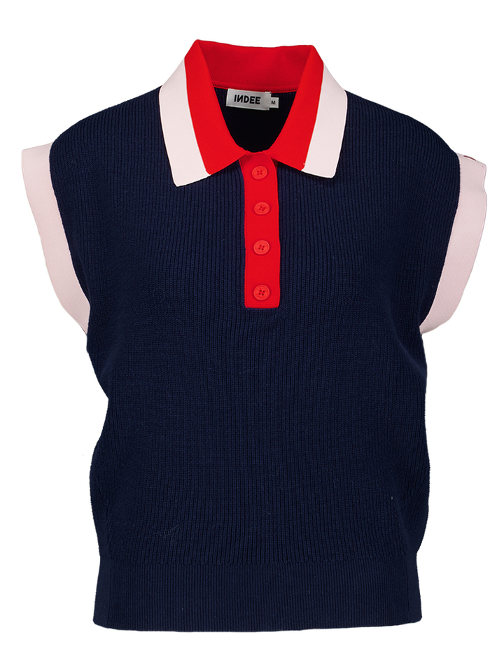 Blauwe trui met gekleurde kraag Valor Indee