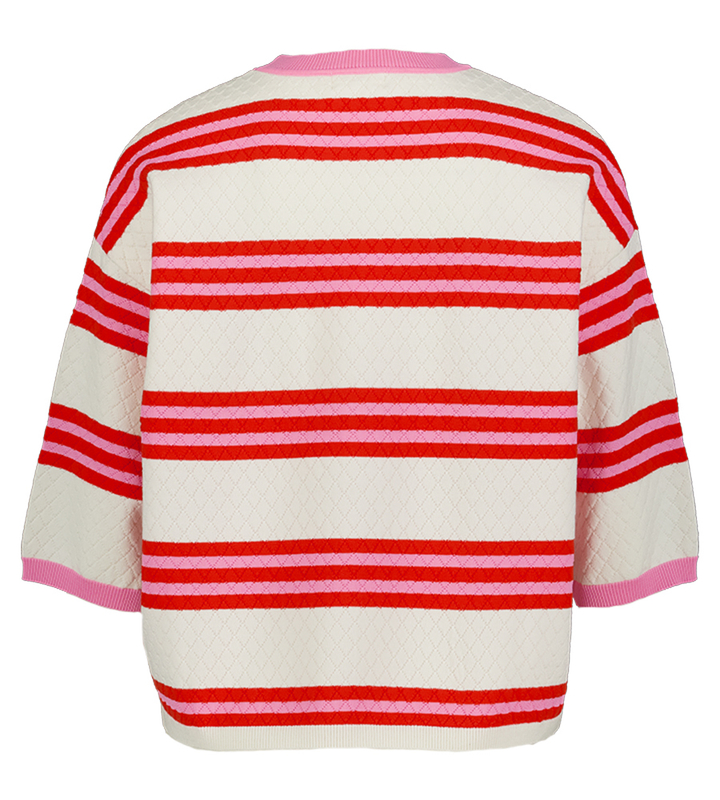Ecru gestreepte trui rood en roze Velvet Indee