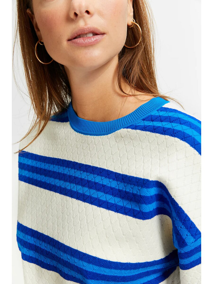 Ecru blauw gestreepte trui Velvet Indee