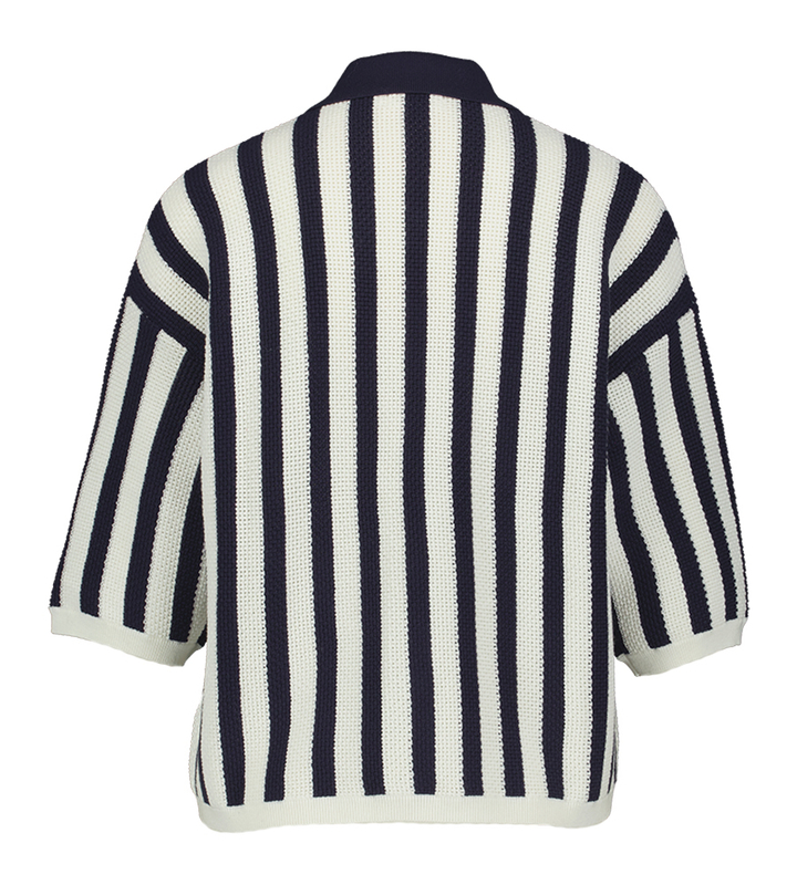 Blauw ecru gestreepte trui met knopen Varnish Indee