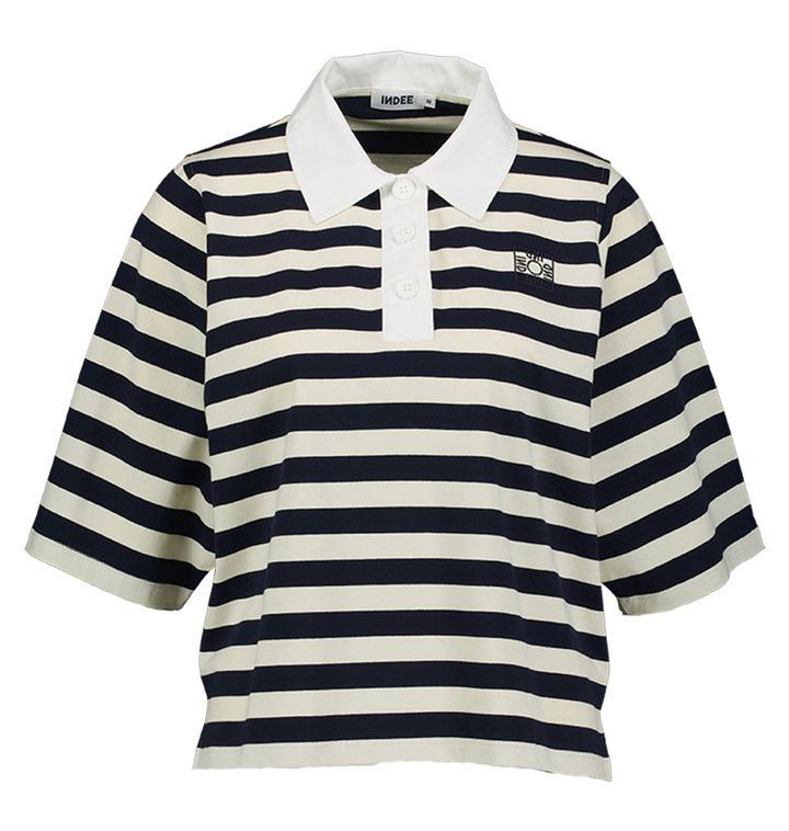 Blauw ecru gestreepte polo Visible Indee