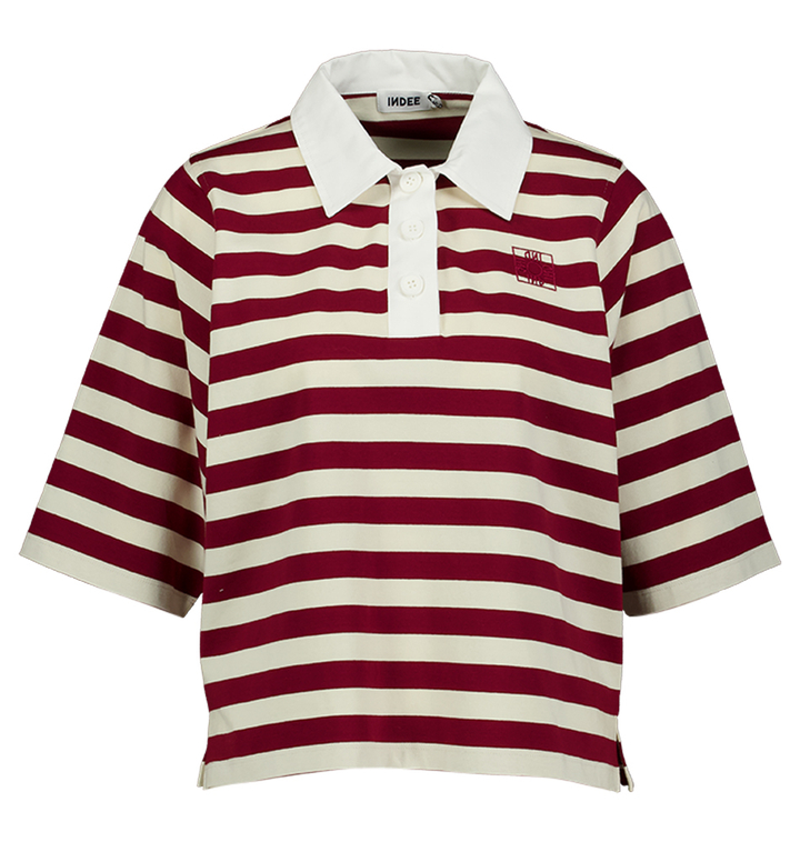 Bordeaux ecru gestreepte polo Visible Indee