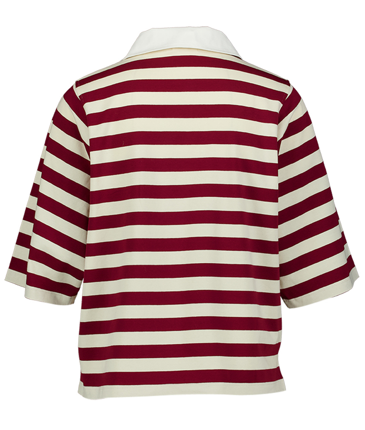 Bordeaux ecru gestreepte polo Visible Indee