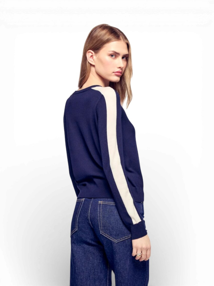 Blauwe trui met ecru streep From Future