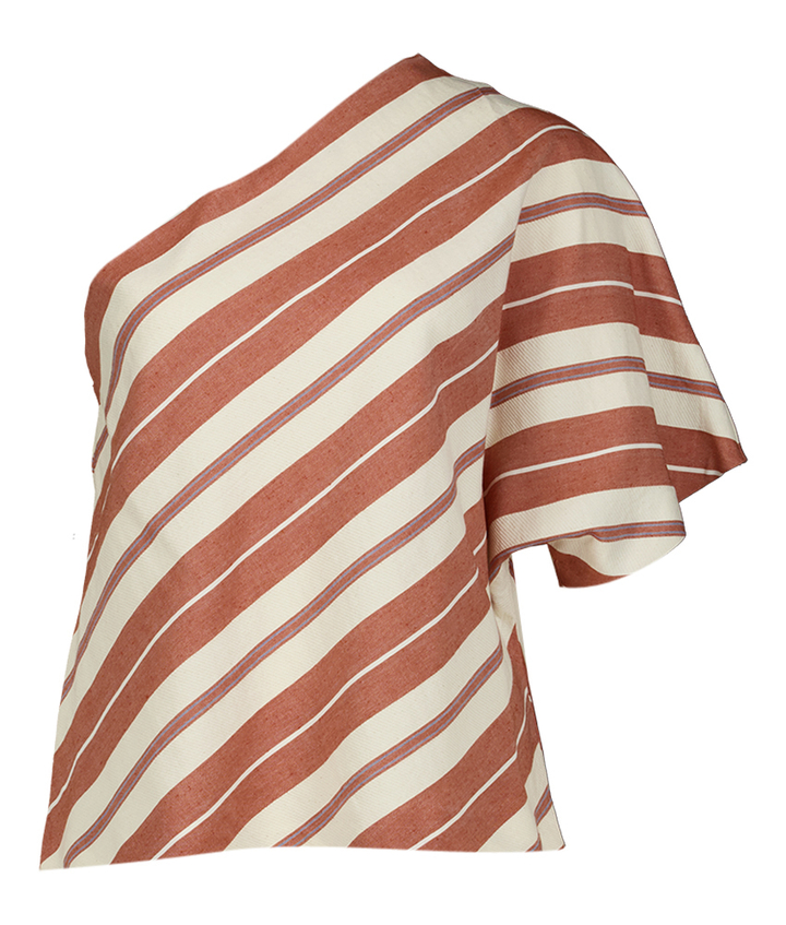 Cinamon gestreepte off shoulder bloes Rules The Label