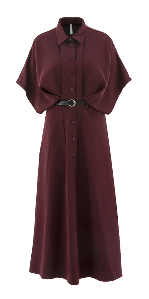 Bordeaux lange jurk met detailmouwen Imperial