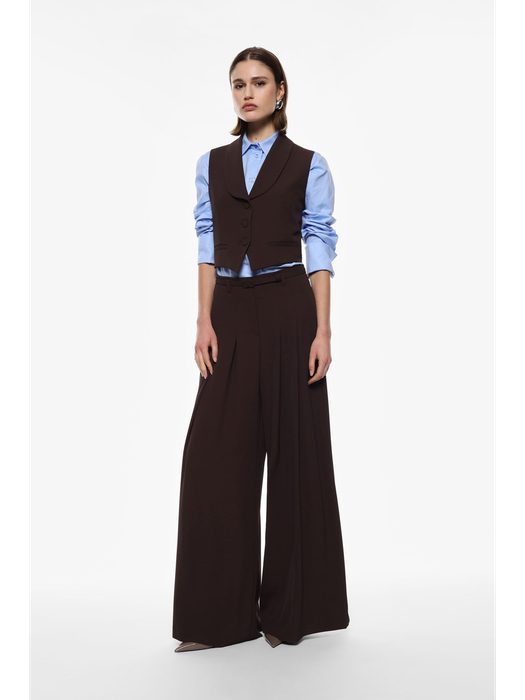 Bruine wijde lande broek met riem in de taille Imperial
