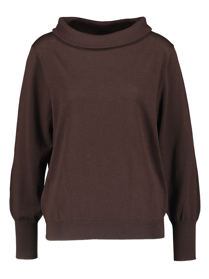 Bruine wollen pull met boothals Zimas Xandres 