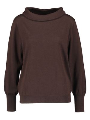 Bruine wollen pull met boothals Zimas Xandres