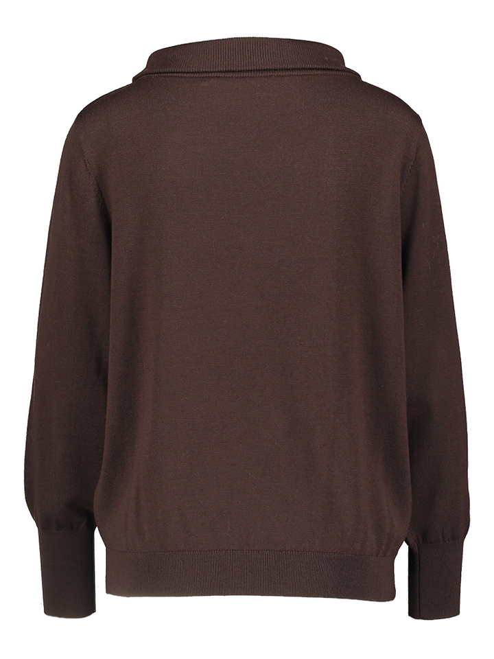 Bruine wollen pull met boothals Zimas Xandres 
