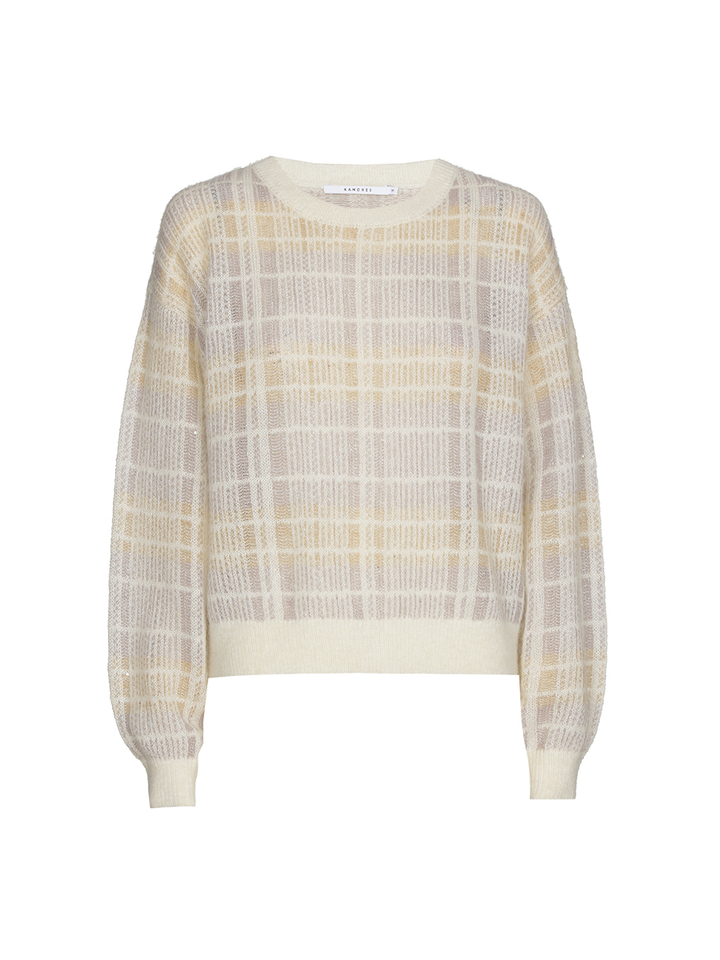 Witte pull met multicolor print en glitterdraad Adira Xandres