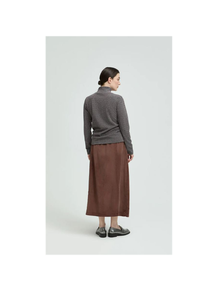 Taupekleurige t-shirt met opstaande kraag in glitterstof Hadda Xandres 