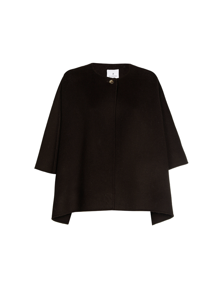 Bruine oversized wollen vest met korte mouwen Cabo Xandres