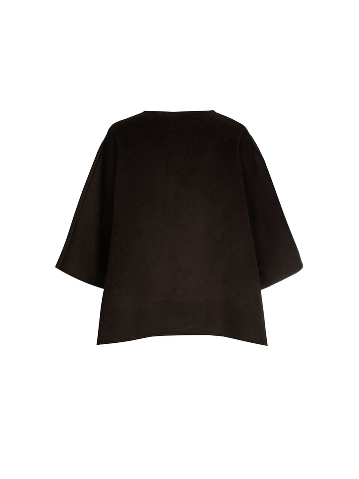 Bruine oversized wollen vest met korte mouwen Cabo Xandres