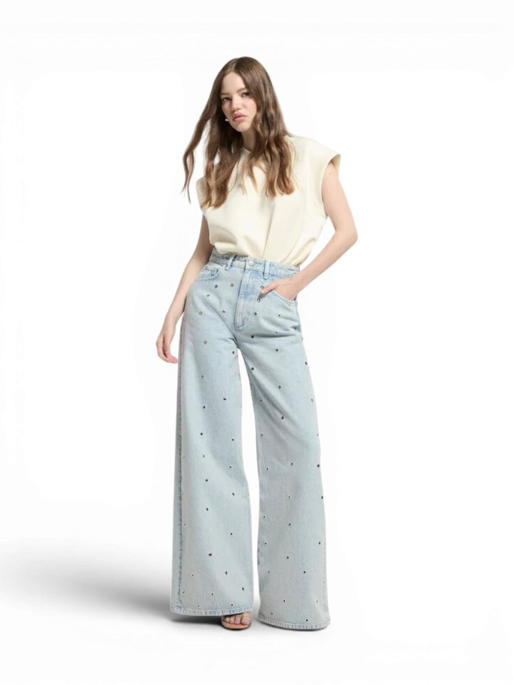 Blauwe flared jeans met ringen detail Homage