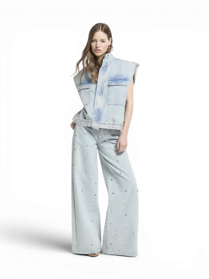 Blauwe flared jeans met ringen detail Homage