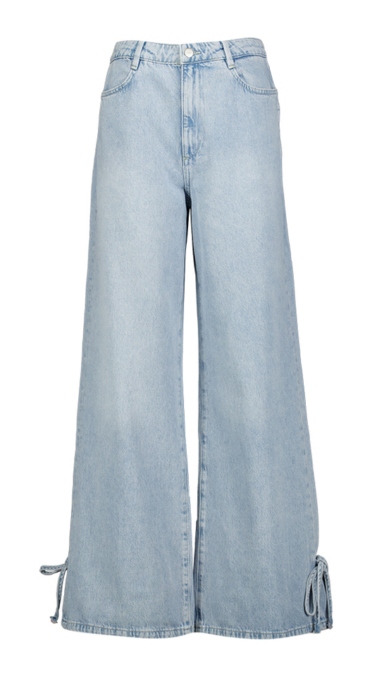 Blauwe loose fit jeans met strik detail onderaan Homage 