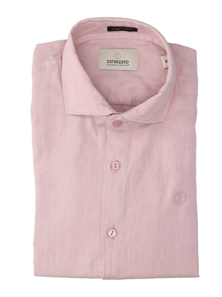 Donkerroze linnen hemd (regular fit) met lange mouwen Dtrezzed 