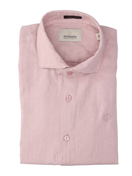 Donkerroze linnen hemd (regular fit) met lange mouwen Dtrezzed