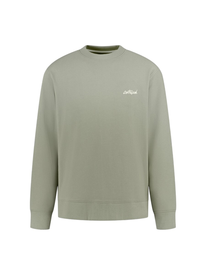 Kaki groene trui met opdruk achterkant Dstrezzed 