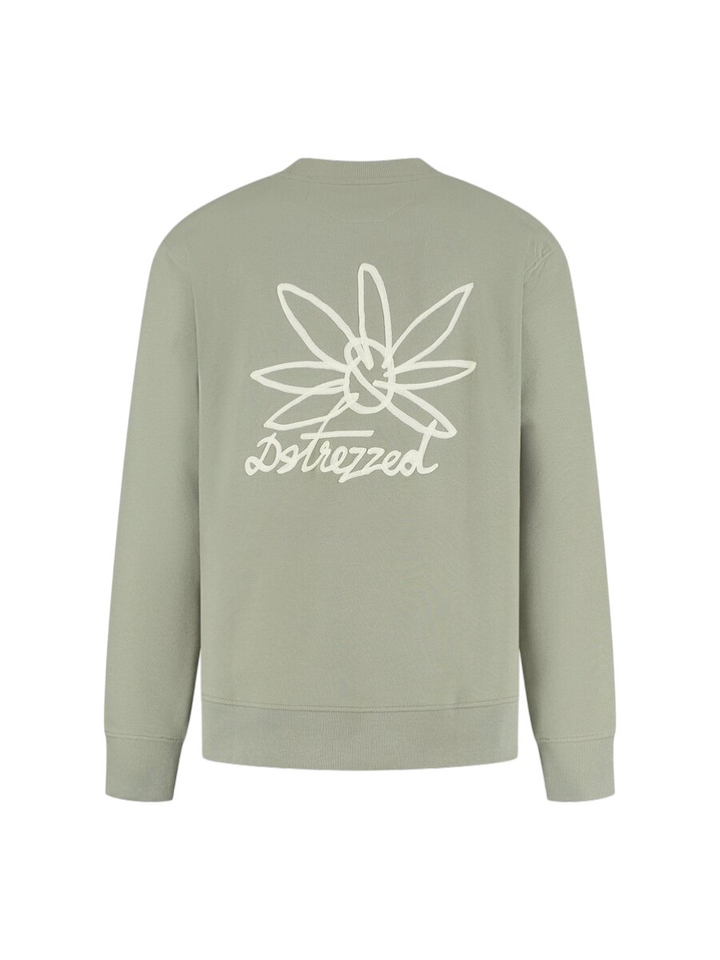 Kaki groene trui met opdruk achterkant Dstrezzed 