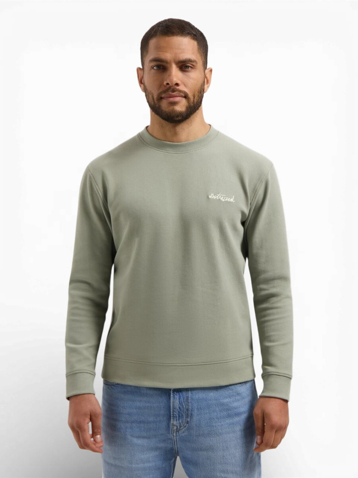 Kaki groene trui met opdruk achterkant Dstrezzed 