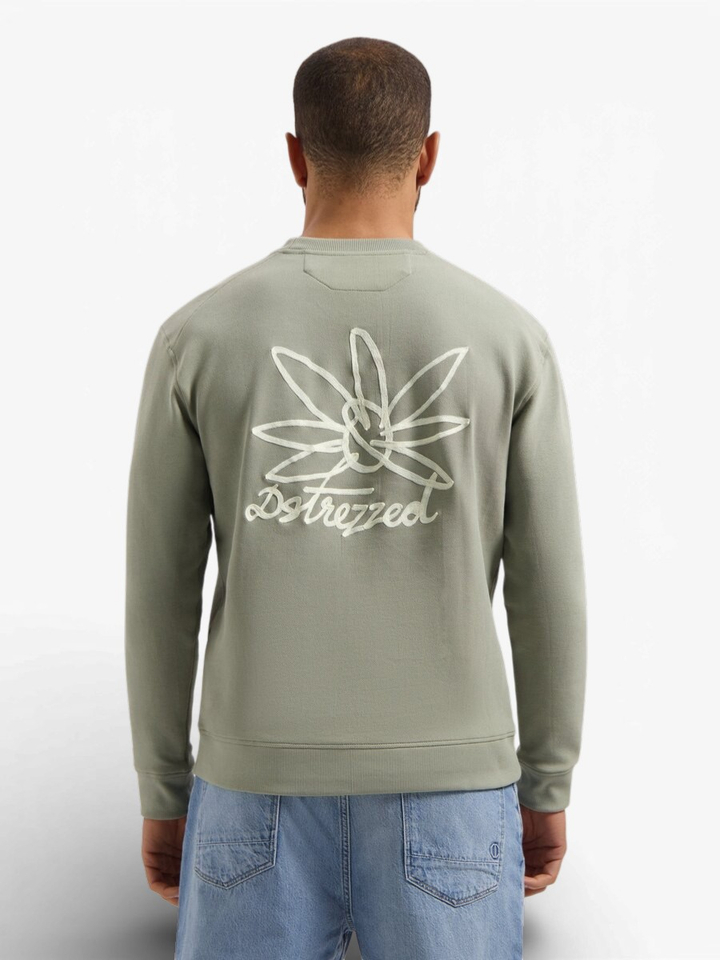 Kaki groene trui met opdruk achterkant Dstrezzed 