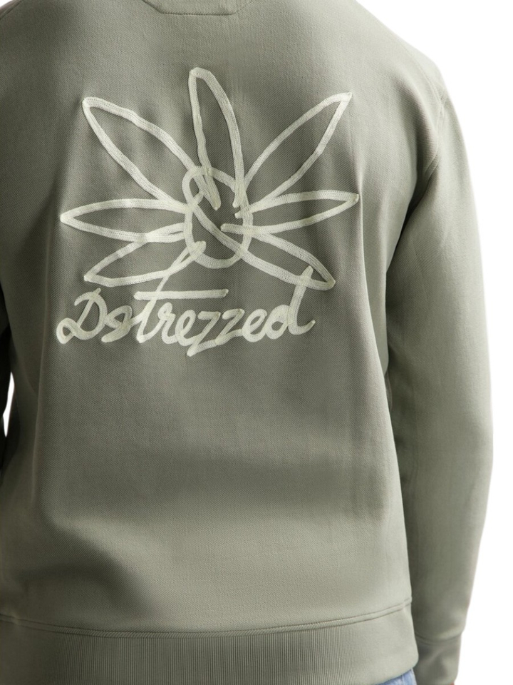 Kaki groene trui met opdruk achterkant Dstrezzed 