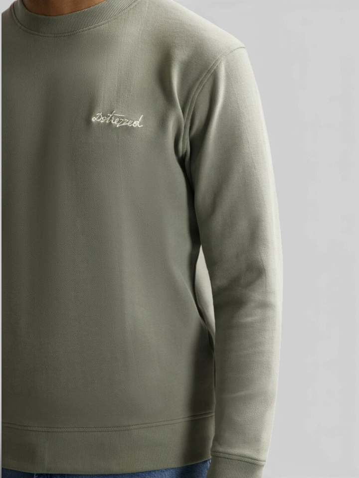 Kaki groene trui met opdruk achterkant Dstrezzed 