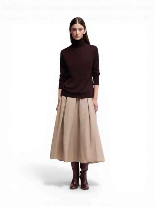 Beige halflange rok in polyester Mia Aspesi