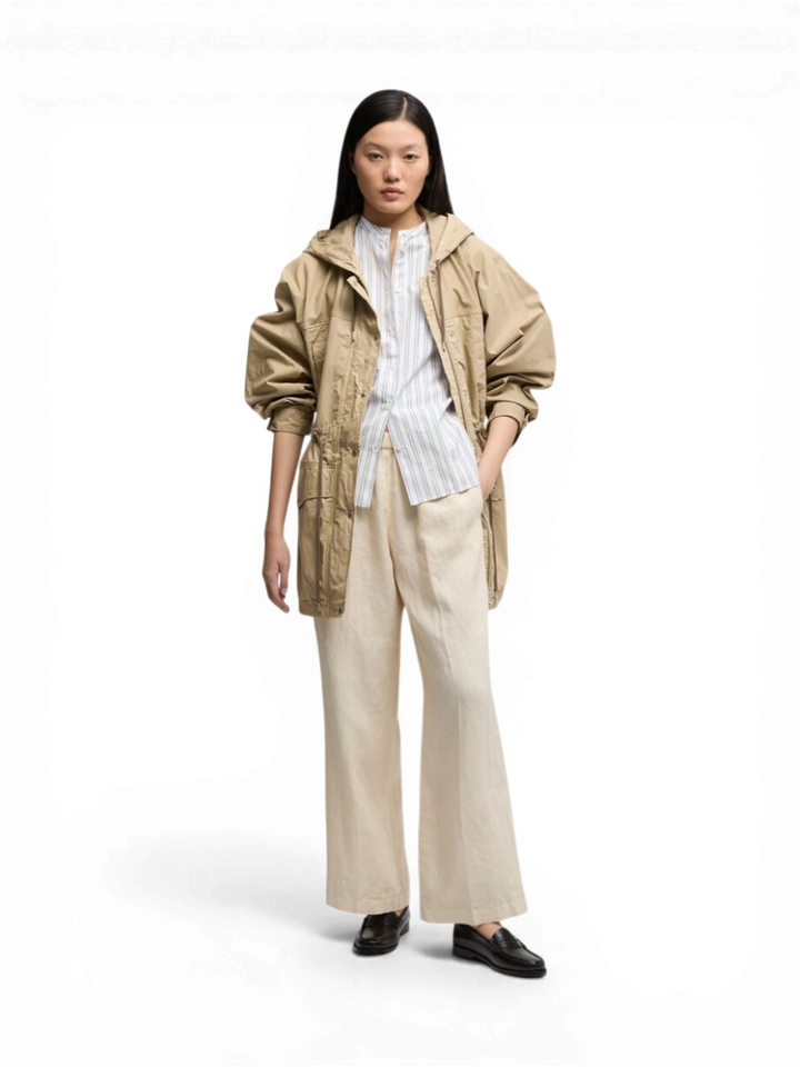 Ecru linnen loose fit broek Aspesi