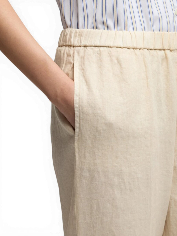 Ecru linnen loose fit broek Aspesi