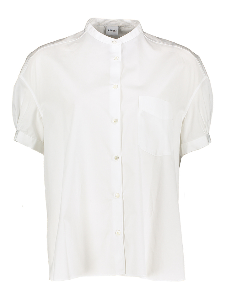 Witte katoenen bloes met korte mouwen Aspesi 