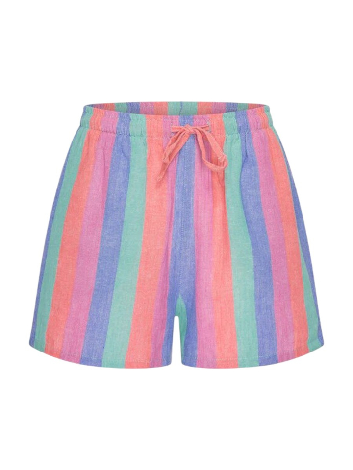 Gestreepte short met regenboogkleuren Isa Rainbow By-Bar 
