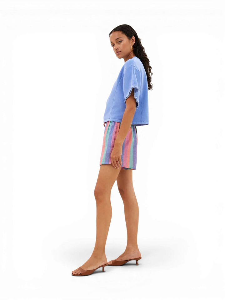 Gestreepte short met regenboogkleuren Isa Rainbow By-Bar 