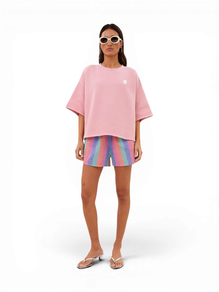 Gestreepte short met regenboogkleuren Isa Rainbow By-Bar 