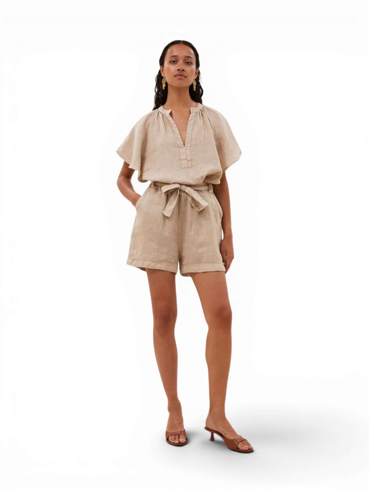 Beige linnen short June By-Bar