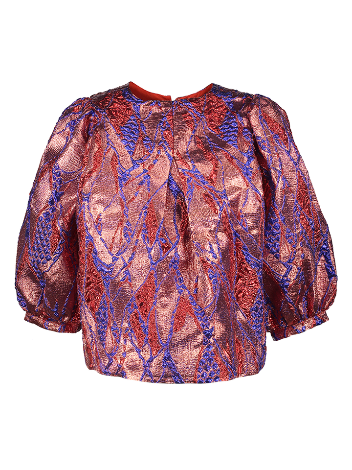 Rode bloes met blauwe print Mauri By Bar